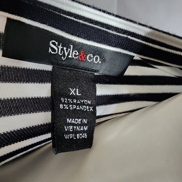 Style & Co Dress Womens Size XL Black White Striped Sleeveless Pullover Stretch - Picture 5 of 6